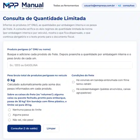 Demonstração de uma consulta: produto escolhido, pergunta respondida e resultado na tela